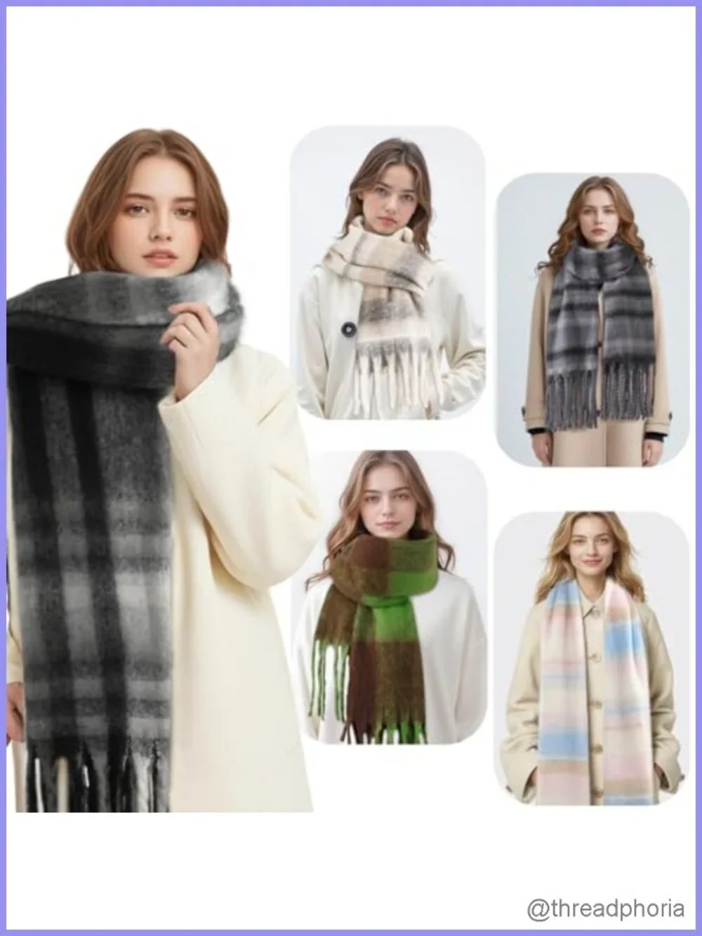 Women's Oversized Chunky Knit Winter Scarf Wrap with Tassels, Polyester,